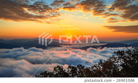 Seoraksan mountains is covered by morning fog. 26901086