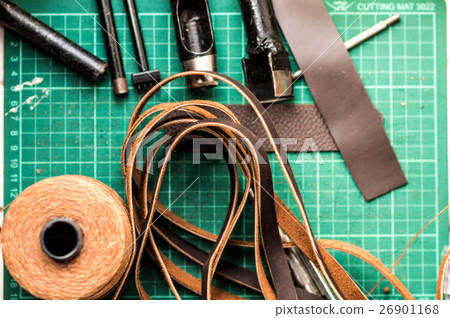 Working space background with leather camera strap Working space background with leather camera strap 26901168