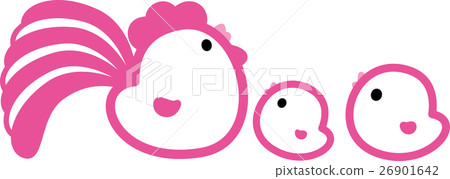 Chicken parent and child three birds Rooster year chick pink Chicken parent and child three birds Rooster year chick pink 26901642