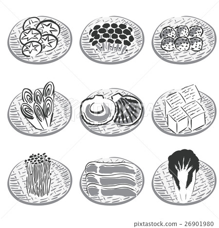 Hot pot ingredients Zaru illustration 26901980