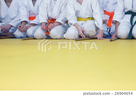 Children in kimono sitting on tatami on martial 26904054