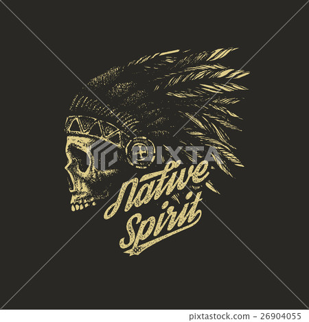 skull indian chief hand drawing style 26904055