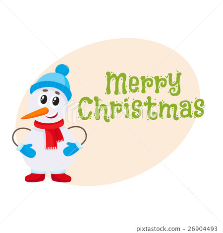 Merry Christmas greeting card template with little 26904493
