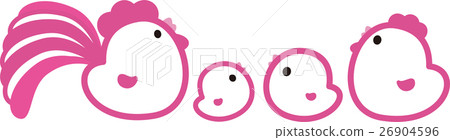 2017年元旦雞父母和四個孩子公雞一年小雞粉紅色 2017年元旦雞父母和四個孩子公雞一年小雞粉紅色 26904596