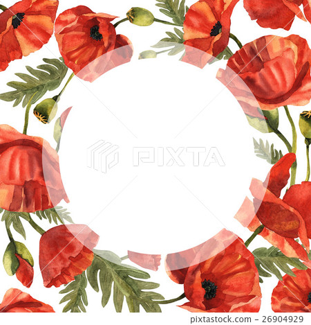 Wildflower poppy flower frame in a watercolor - Stock Illustration ...