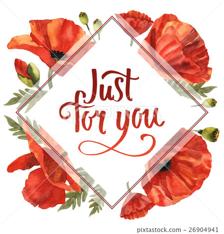 Wildflower poppy flower frame in a watercolor - Stock Illustration ...