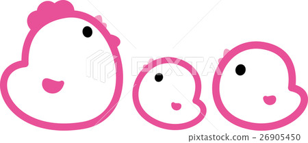 Chicken parent and child three birds Rooster year chick pink 26905450