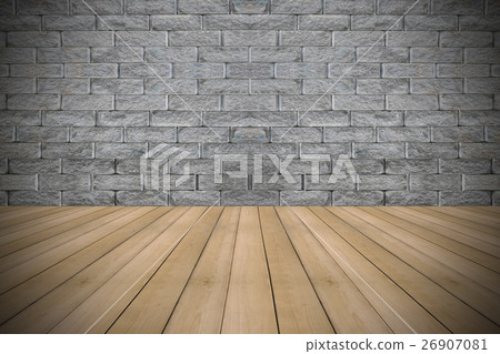 Wooden floor ane stone wall 26907081