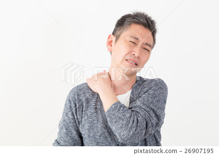 Male with stiff shoulders Male with stiff shoulders 26907195