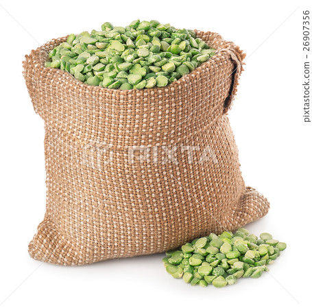 Green peas in bag isolated on white 26907356