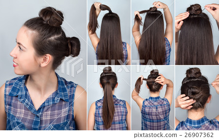 Hairstyle two bun tutorial Hairstyle two bun tutorial 26907362