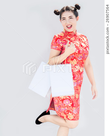 asian chinese girl shopping on background asian chinese girl shopping on background 26907564
