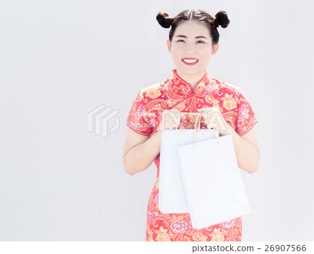 asian chinese girl shopping on background asian chinese girl shopping on background 26907566