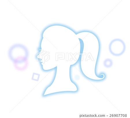 Sparkling blue girls profile silhouette frown 26907708