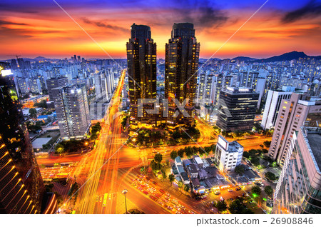 Korea night view, Night traffic speeds at Lotte. 26908846