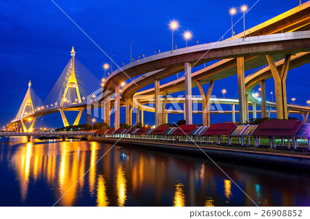 Bhumibol suspension Bridge in Thailand. Bhumibol suspension Bridge in Thailand. 26908852