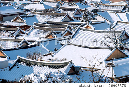 Roof of Jeonju traditional Korean village. Roof of Jeonju traditional Korean village. 26908878