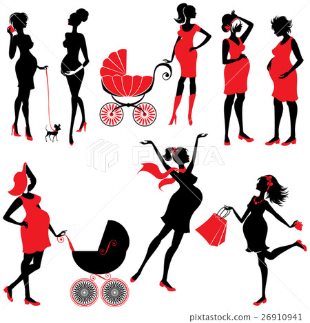 Set of  pregnant woman Silhouettes 26910941