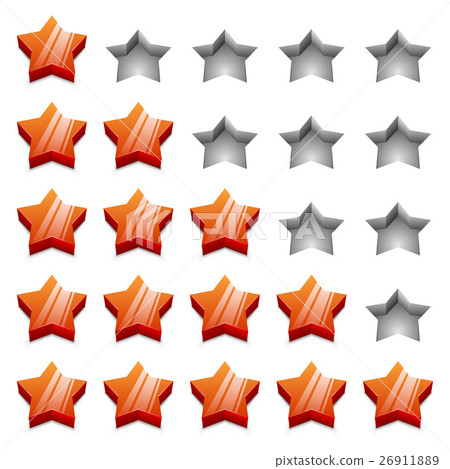 3D red ranking stars vector template 26911889