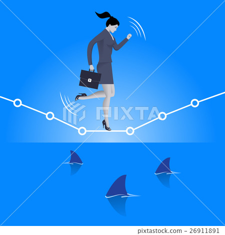 Balancing over dangerous water business concept. 26911891