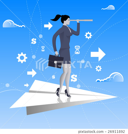 Flying on paper plane business concept 26911892