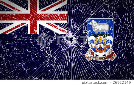 Flags Falkland Islands with broken glass texture. 26912149