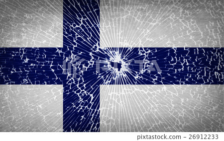 Flags Finland with broken glass texture. Vector 26912233