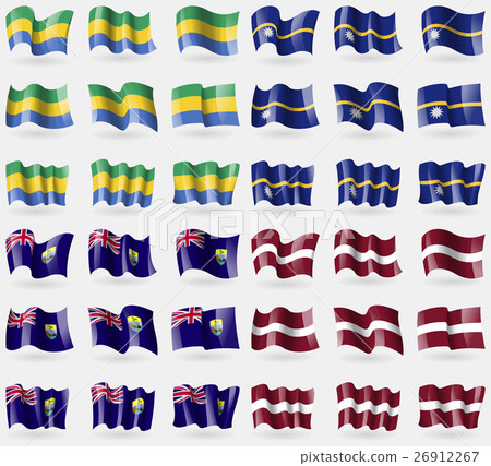 Gabon, nauru, Saint Helena, Latvia. Set of 36 flag 26912267