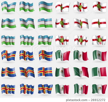 Uzbekistan, Alderney, Aland, Mexico. Set of 36 fla Uzbekistan, Alderney, Aland, Mexico. Set of 36 fla 26912272