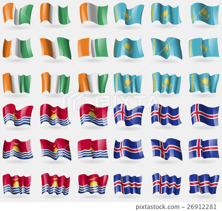 Cote Divoire, Kazakhstan, Kiribati, Iceland. Set o Cote Divoire, Kazakhstan, Kiribati, Iceland. Set o 26912281