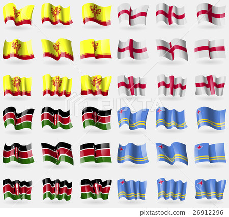 Chuvashia, England, Kenya, Aruba. Set of 36 flags 26912296