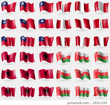 Taiwan, Peru, Albania, Oman. Set of 36 flags of th 26912345