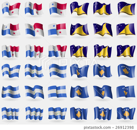 Panama, Tokelau, Nicaragua, Kosovo. Set of 36 flag 26912398