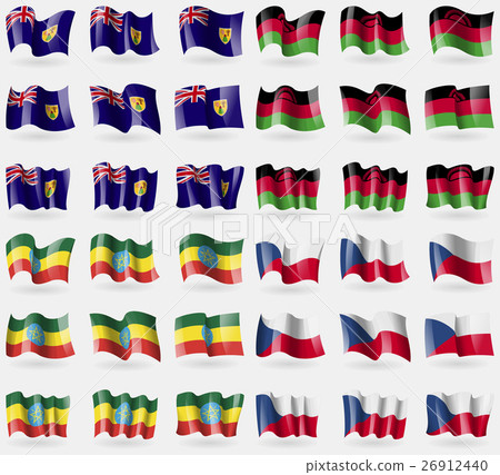 Turks and Caicos, Malawi, Ethiopia. Set of 36 flag Turks and Caicos, Malawi, Ethiopia. Set of 36 flag 26912440