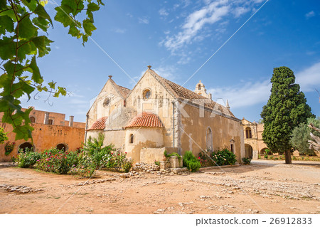 The backyard of the Arkadi Monastery at Crete 26912833