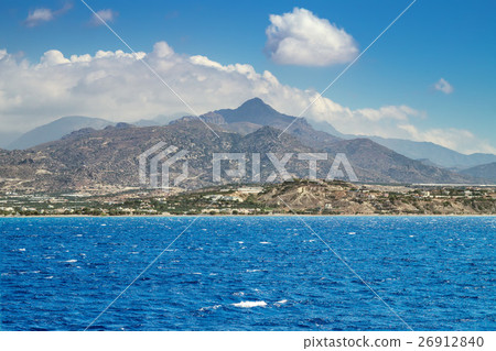 Crete island view with mountains from Lybian sea Crete island view with mountains from Lybian sea 26912840