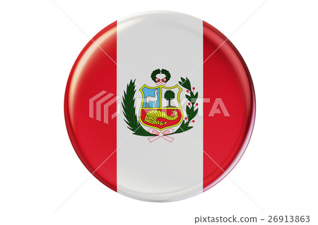 Badge with flag of Peru, 3D rendering 26913863