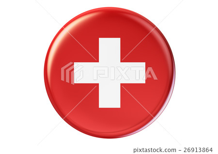 Badge with flag of Switzerland, 3D rendering 26913864