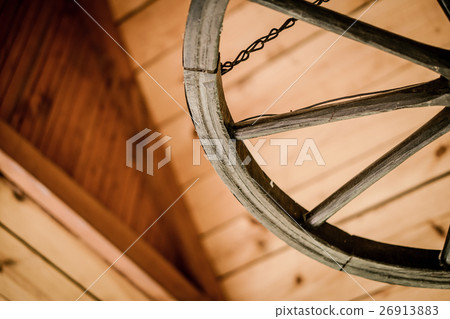 background - wooden roof and old lamp 26913883