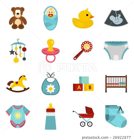 Newborn icons set, flat style Newborn icons set, flat style 26922877