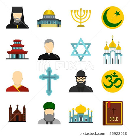 Religious symbol icons set, flat style 26922918