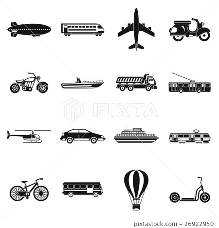 Transportation icons set, simple style Transportation icons set, simple style 26922950