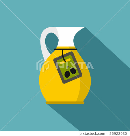 Jug with olive oil icon, flat style Jug with olive oil icon, flat style 26922980