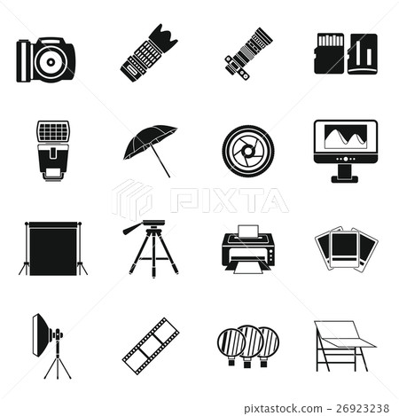 Photo studio icons set, simple style 26923238