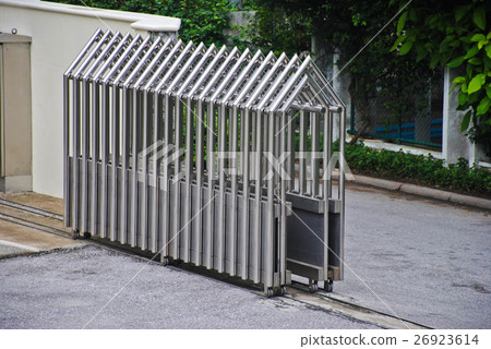 Steel Gate Fence Building Parking area Building  26923614