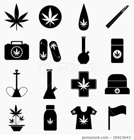Marijuana icons set, simple style Marijuana icons set, simple style 26923643