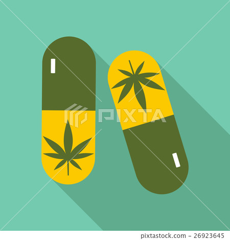 Pills marijuana icon, flat style Pills marijuana icon, flat style 26923645
