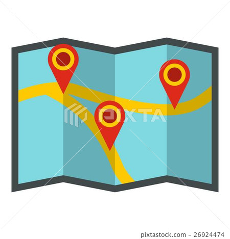 Map with pointer icon, flat style Map with pointer icon, flat style 26924474