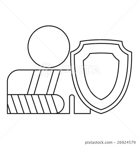 A man with a broken hand icon, outline style 26924579