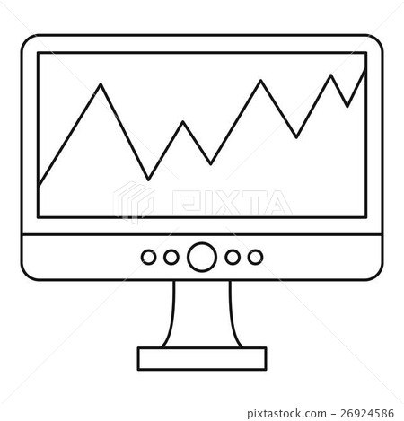 Graph on the computer monitor icon, outline style 26924586